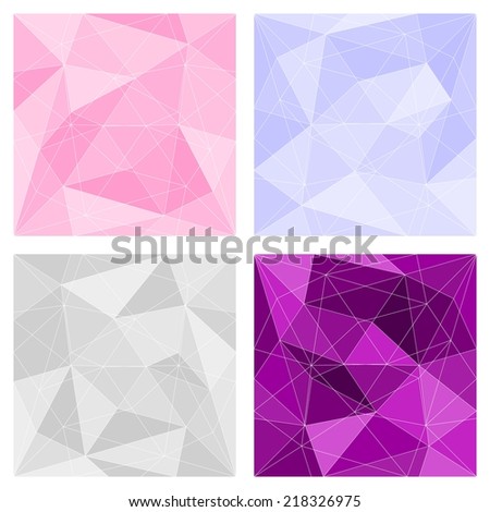 Pink, white, grey and violet triangle background or chevron surface pattern set