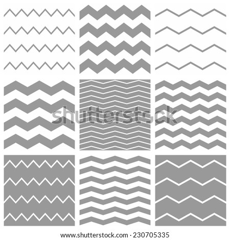 Tile chevron pattern set with white and grey zig zag background