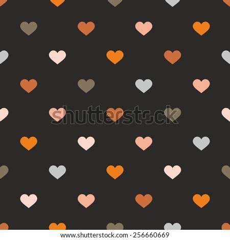 Til pattern with hearts on black background for seamless decoration wallpaper