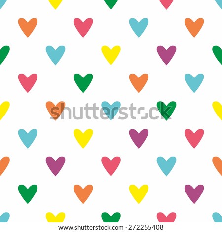 Tile pattern with pastel hearts on white background