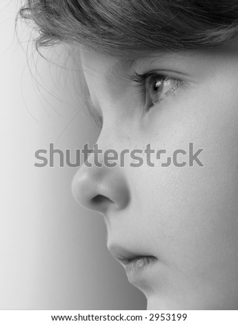 close-up of the child in half face
