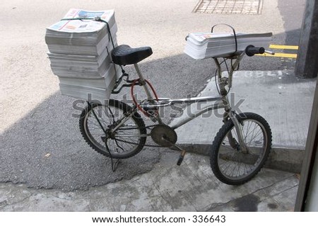 Newspaper delivery bicycle.