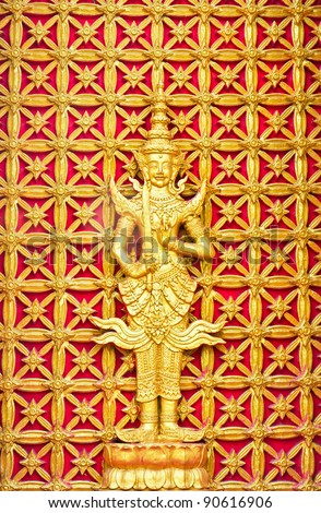 Angel guard on the thai pattern background