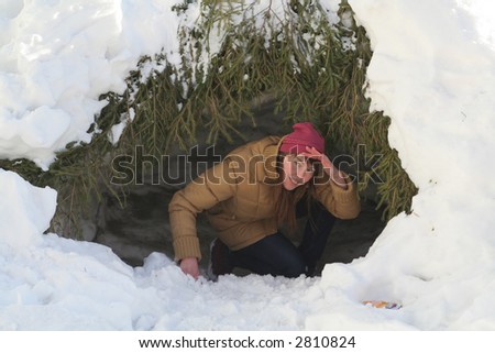 Girl lost in cave and  is searching the way