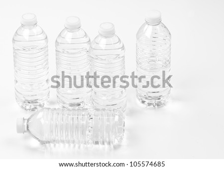 Five bottles of filtered water