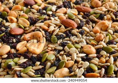 A background of healthy organic  trail mix