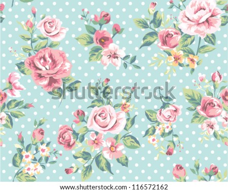 Wallpaper Seamless Vintage Pink Flower Pattern On Brown Background