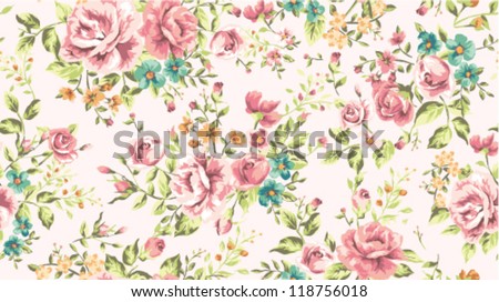 Classic Wallpaper Seamless Vintage Flower Pattern Vector ...