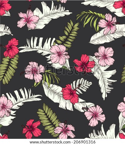 seamless tropical flower summer print pattern background