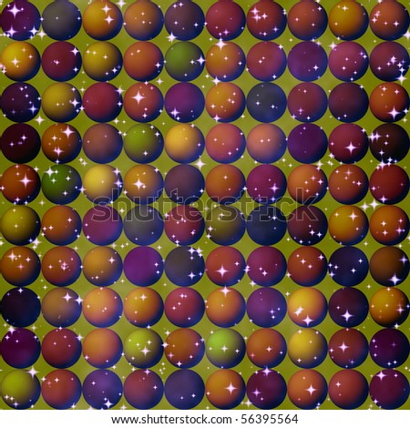 abstract background with balls and stars, seamless repeat pattern