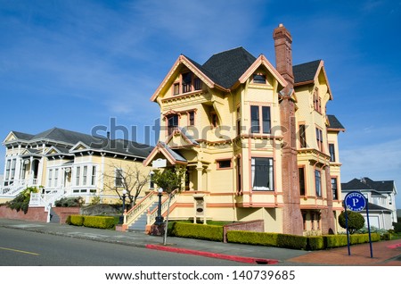 Victorian Houses in the Eureka downtown in California