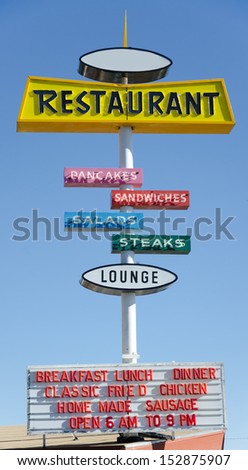 Classic american restaurant sign in USA