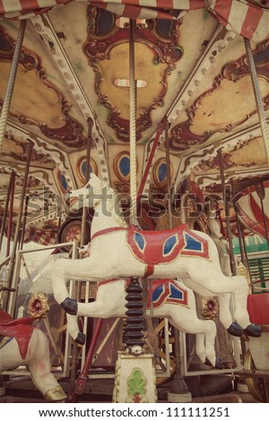 Carousel merry-go-round  at an amusement park