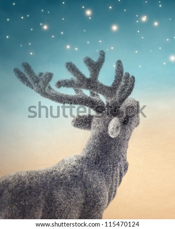 Christmas deer on blue background