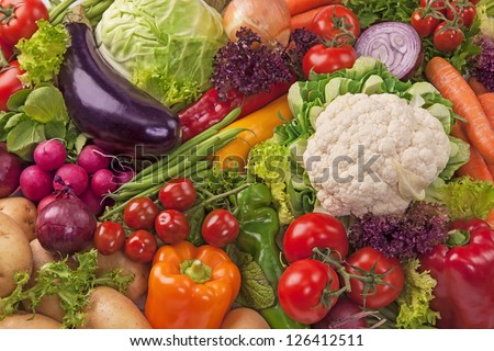 Assortment Of Fresh Vegetables Close Up