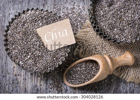 Chia seeds in a old muffin cup