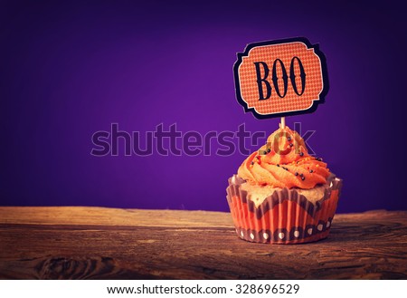 Halloween cupcake with a cake pick