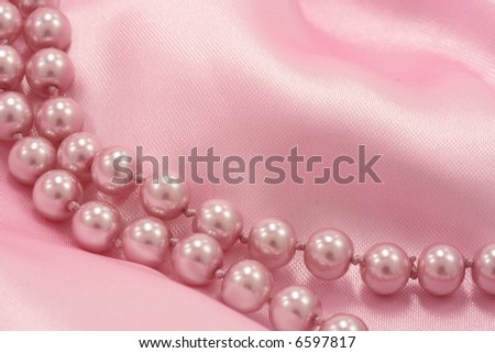 pink pearls on soft pink silk