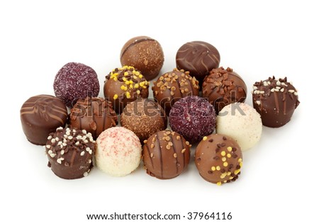 Chocolate truffles isolated on white background