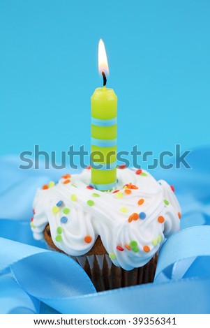 Birthday Cake Blue. stock photo : Birthday cake on