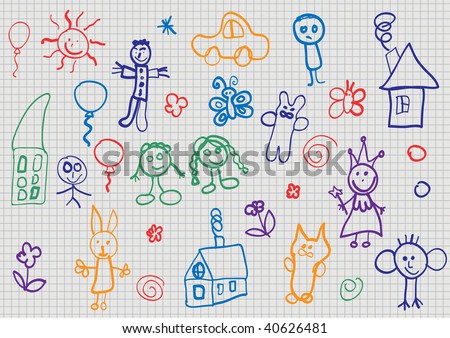 Child Drawing. Vector Illustration. - 40626481 : Shutterstock