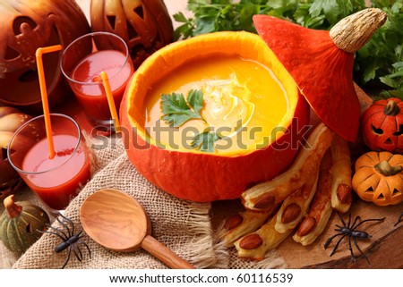 Pumpkin  soup for halloween party