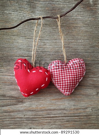 Red hearts on wooden background Red hearts on wooden background