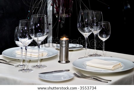 Served table for two persons