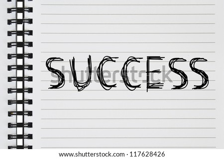 success text on the notebook