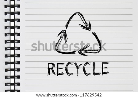 Recycling logo on the notebook