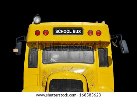 close up of school bus, isolated