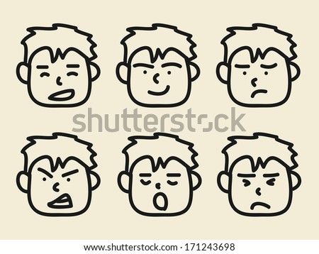 set of cartoon face emotions