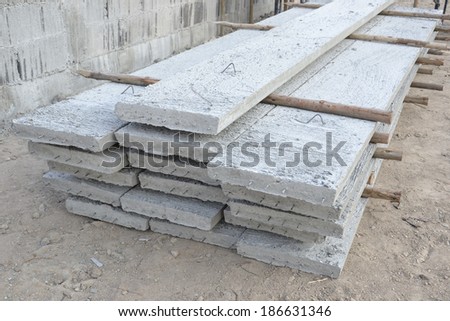 stack of precast concrete used in construction