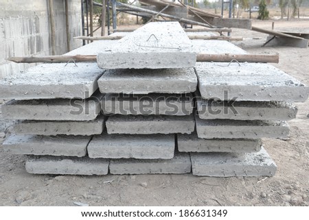 stack of precast concrete used in construction