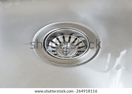 water flowing down the hole of kitchen sink