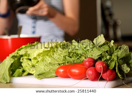 Bunch of fresh veggies lying on a table