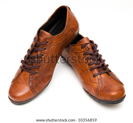 Leather men's shoes, isolated on white background