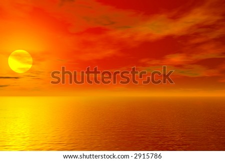 Sunset over a calm body of water.