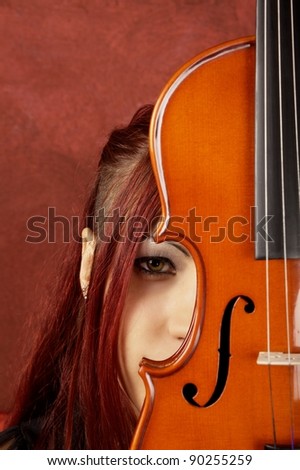stock photo Classic violin instrument Gothic Musician Gothic girl play 