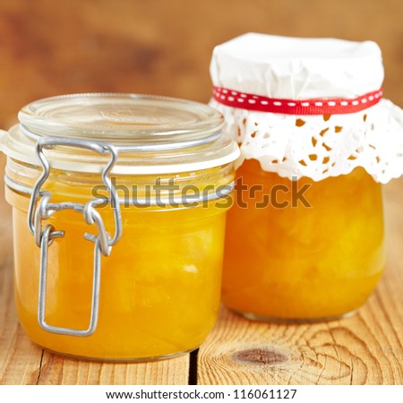 Homemade orange marmalade in a jar