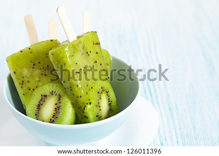 Kiwi Ice Cream Popsicle with Lime