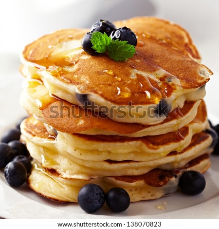 Stack of pancakes with fresh blueberry