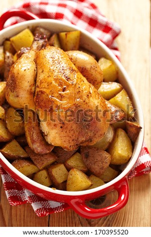 Whole Roasted Chicken with potatoes