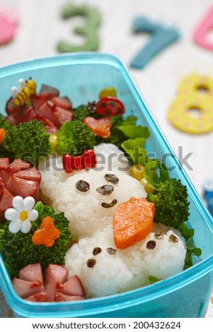 Bento box with school lunch for kids