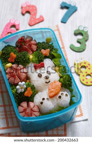 Bento box with school lunch for kids
