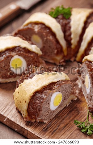 Meatloaf ring stuffed eggs for a Easter