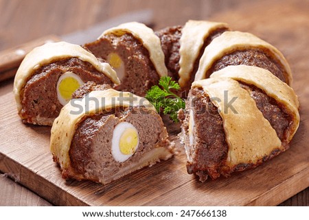 Meatloaf ring stuffed eggs for a Easter