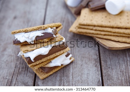 Homemade Smores with Marshmallows, Chocolate and Graham Crackers