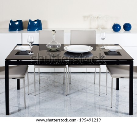 dining room with designer furniture