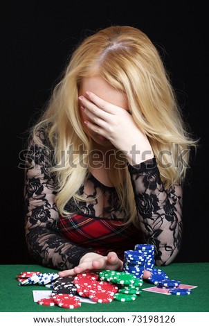 Blond woman lost all her money on poker